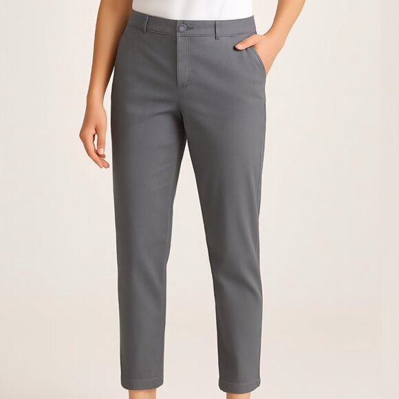 Lila Ryan Women's Steel Grey Mid Rise Tapered Flat Front Trousers Size 16 NWOT - Picture 1 of 14